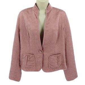 Banana Republic Womens Large Pink Quilted All Silk Light Jacket Blazer Pockets